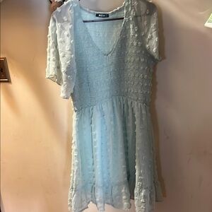 Light Blue Sheer Dress with Textured Details